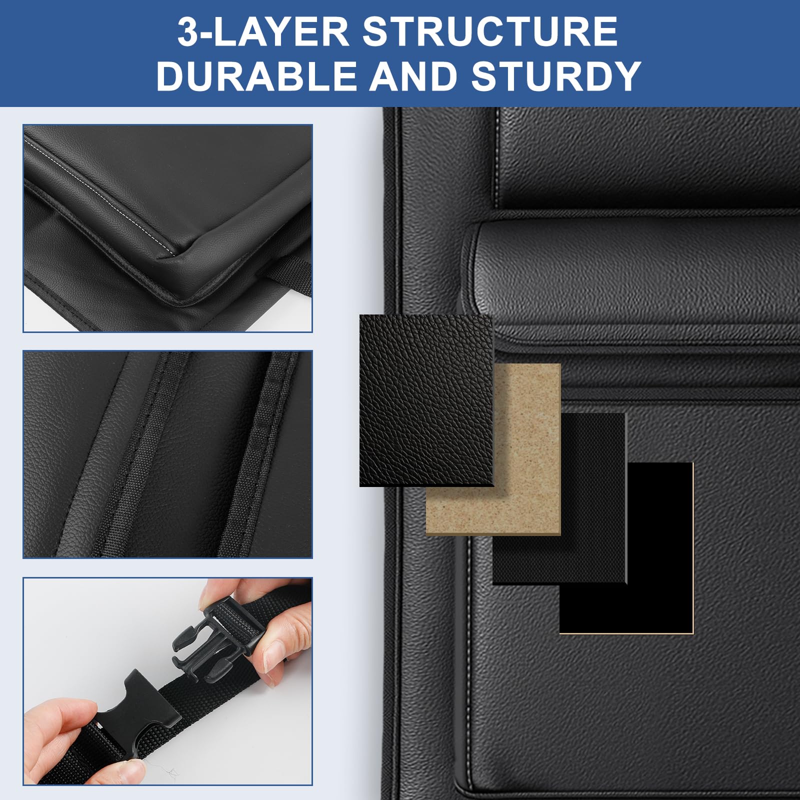 Organizador Asiento Trasero de Coche repuesto para Renault Trafic, Protector de Respaldo Plegable, Bolsa de Almacenamiento para Coche, Fácil Montaje para Viajes y Diario Piel Sintética (Doble)