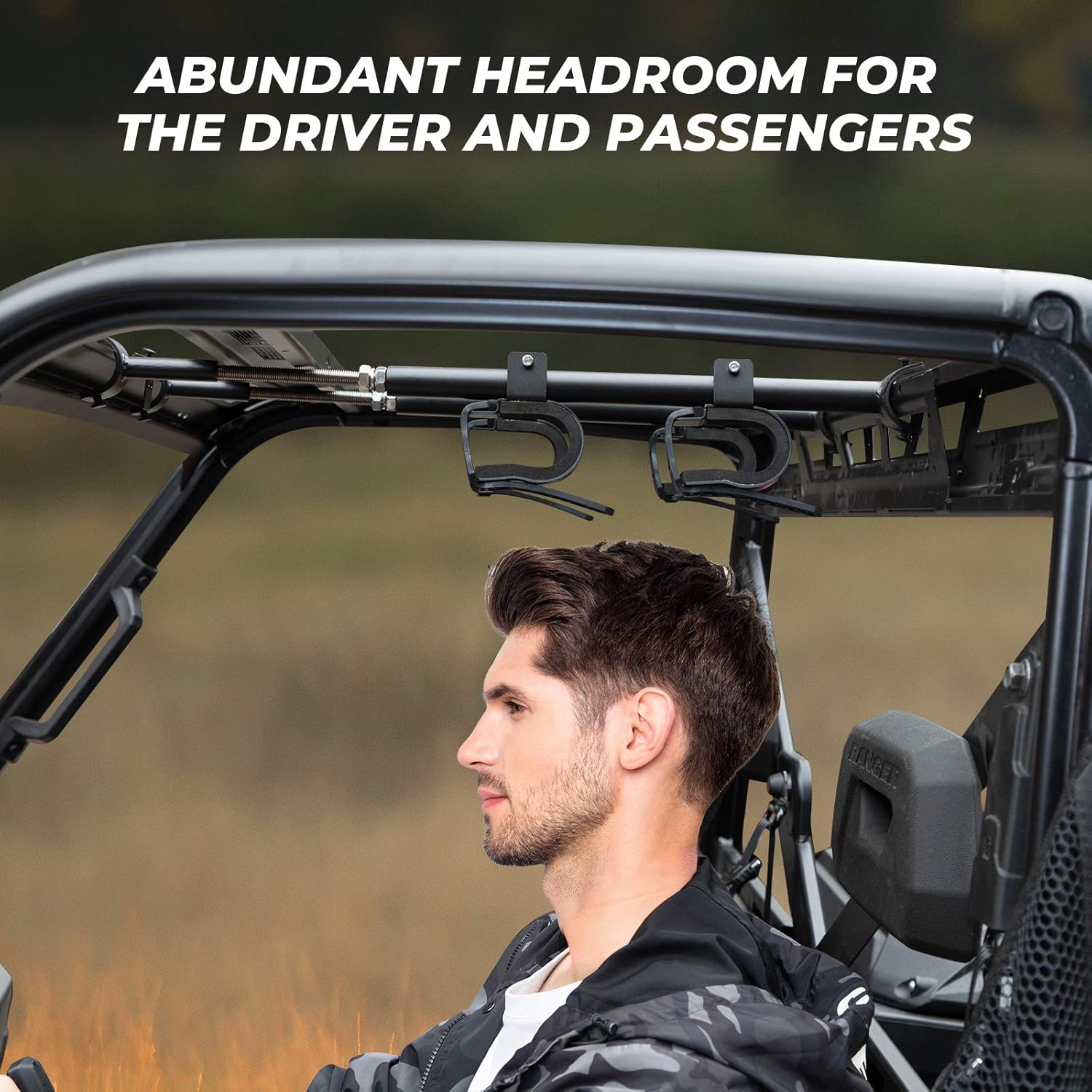 UTV Overhead Gun Holder, kemimoto Roof Gun Carrier Bow Rack 21in-28in Roll Bars Depth(Front to Back) Compatible with Polaris Ranger Kawasaki Mule : Automotive