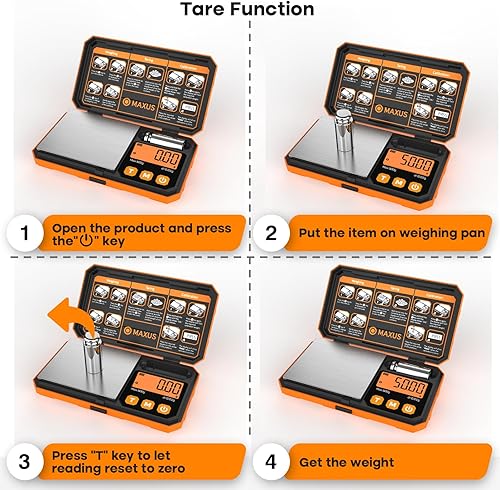 Miniatura 3 de MAXUS Báscula digital de gramo de 17.64 oz x 0.00 oz con USB y alimentación de batería, báscula de bolsillo de precisión con peso de calibración de