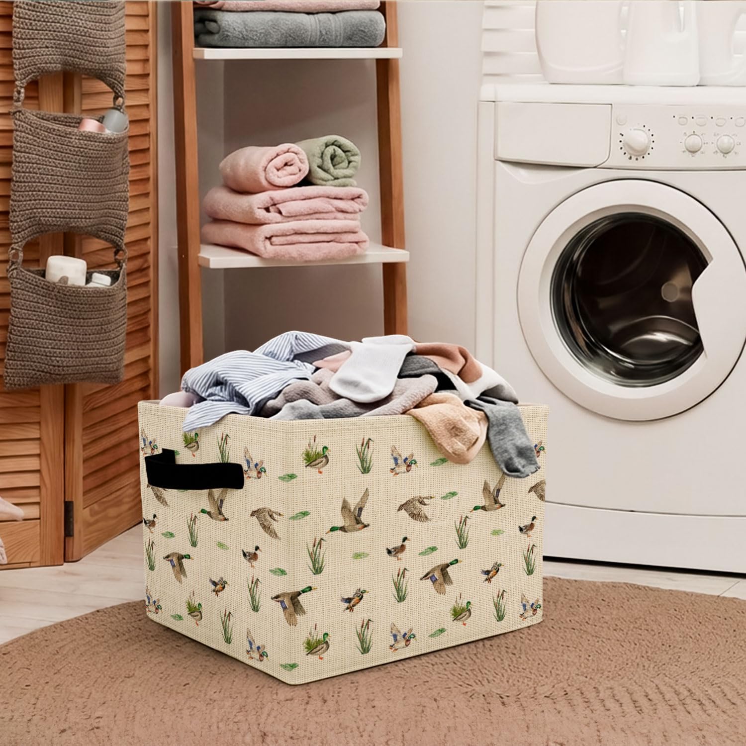 Mallard Duck Storage Bins Box,Baby Mallards Hunting Nursery Foldable Storage Basket Organizer for Kids Bedroom Playroom Nursery Bathroom Clothes Toys Books Gifts,Toybox for Boys Girls