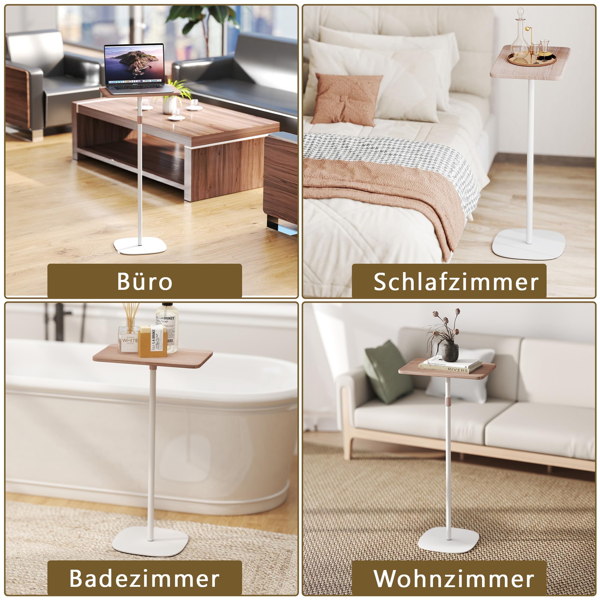 tonchean Stehpult Laptoptisch Höhenverstellbar 46–120cm Mobile Laptop-Ständer Schreibtisch Verstellbare Beistelltisch für Bett Sofa, Beweglicher Podiumstander für Büro und Schule, Weiß