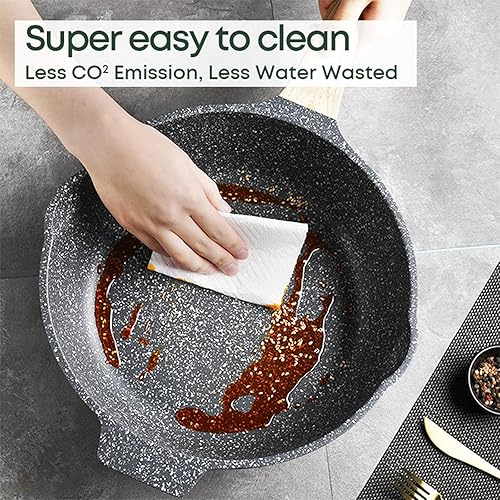 Miniatura 8 de Juego de 10 ollas y sartenes, juego de utensilios de cocina antiadherentes, juego de utensilios de cocina de inducción de granito saludable no