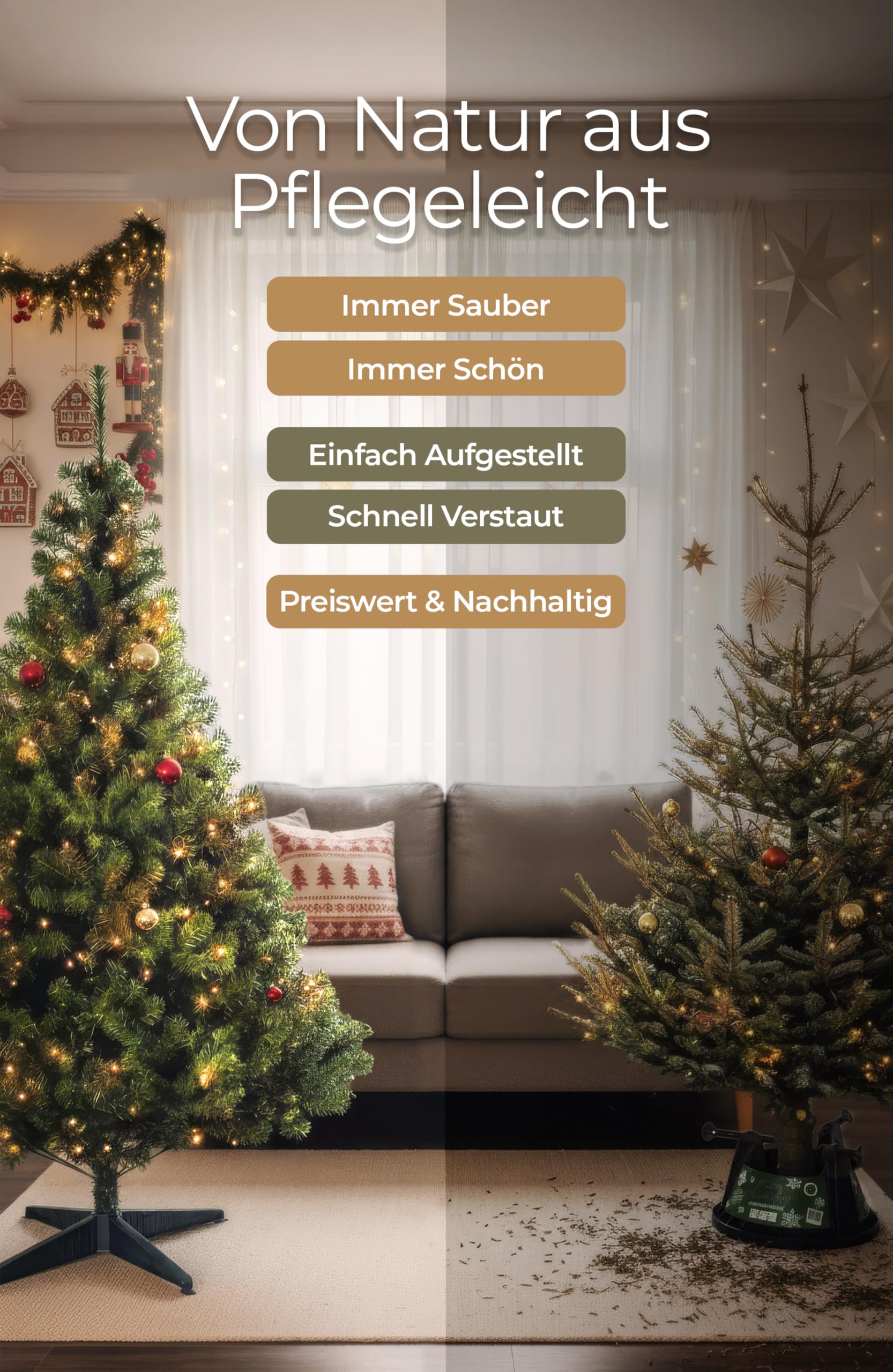 4smile künstlicher Weihnachtsbaum 180 cm – Pflegeleicht Preiswert Festlich – Tannenbaum künstlich – Überzeugend für 10 Jahre