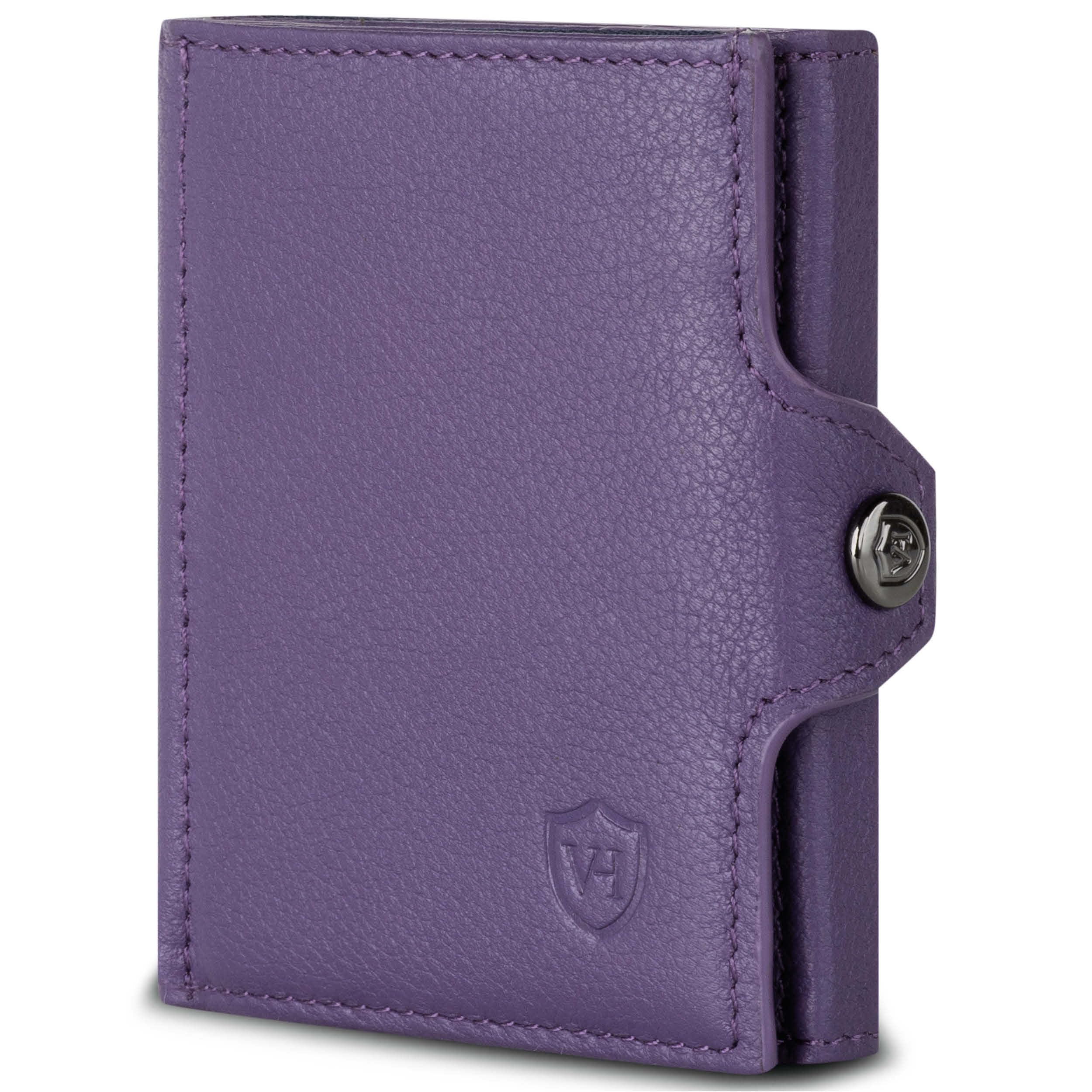 VON HEESEN Slim Wallet mit Münzfach & RFID-Schutz - Mini Geldbörse Herren & Damen - Kartenetui Kreditkartenetui - Portmonee Geldbeutel Portemonnaie klein Violet