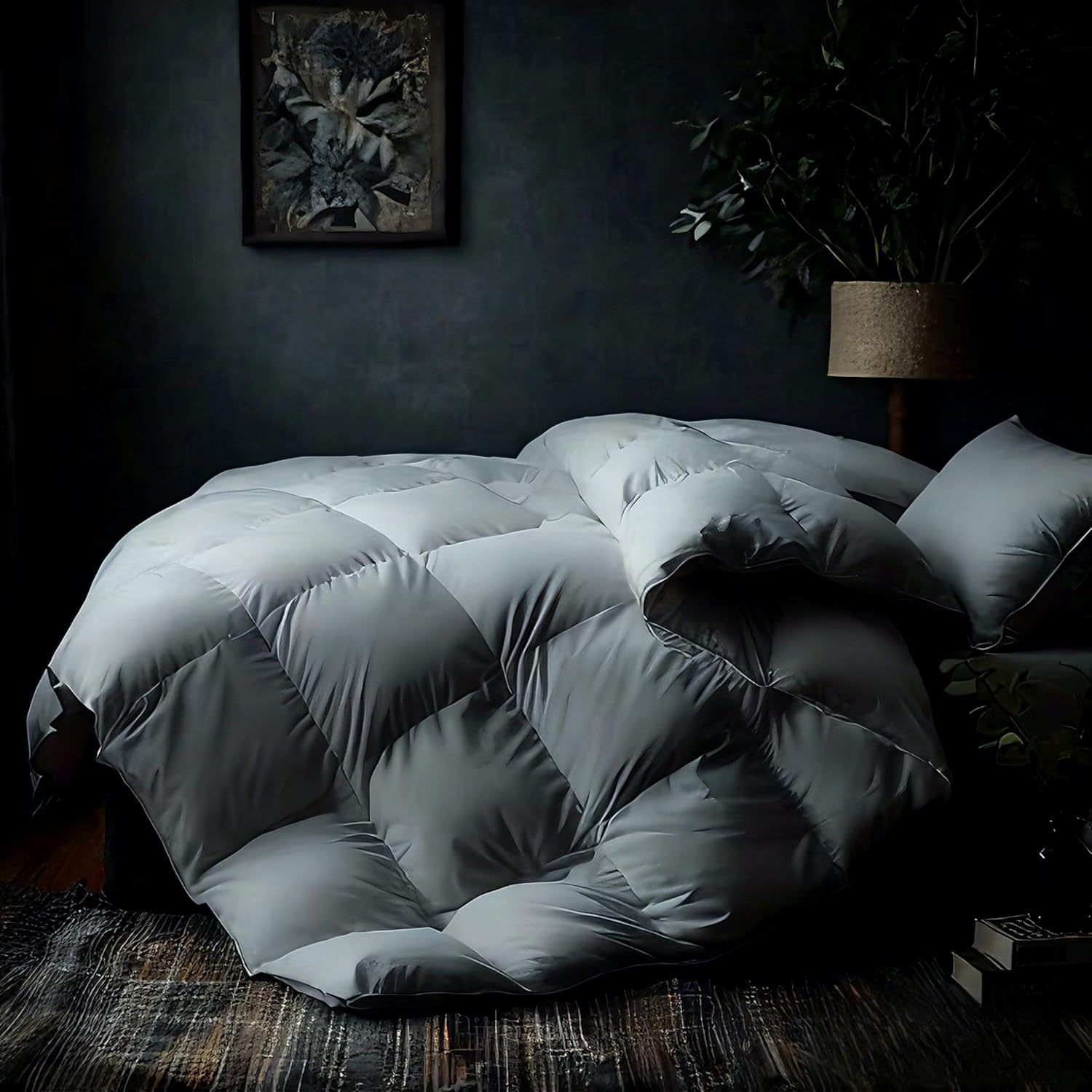 Ultra-Soft Down Comforter King Size, Luxurious All-Season Duvet Insert, 650 Fill Power Hotel Collection Bed Comforter, Features Soft Cotton Cover, 8 Corner Tabs, Box Stitched, Lightweight and Cozy