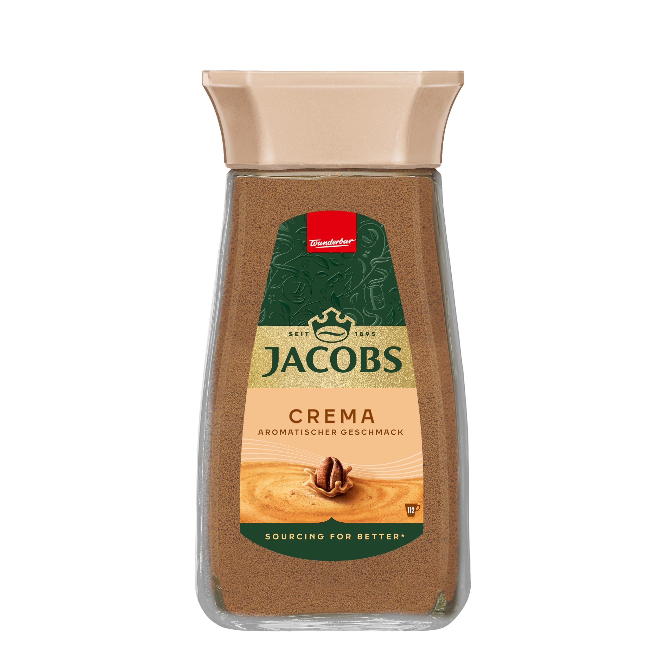 Jacobs Instantkaffee Crema 200 g Glas – 112 Tassen