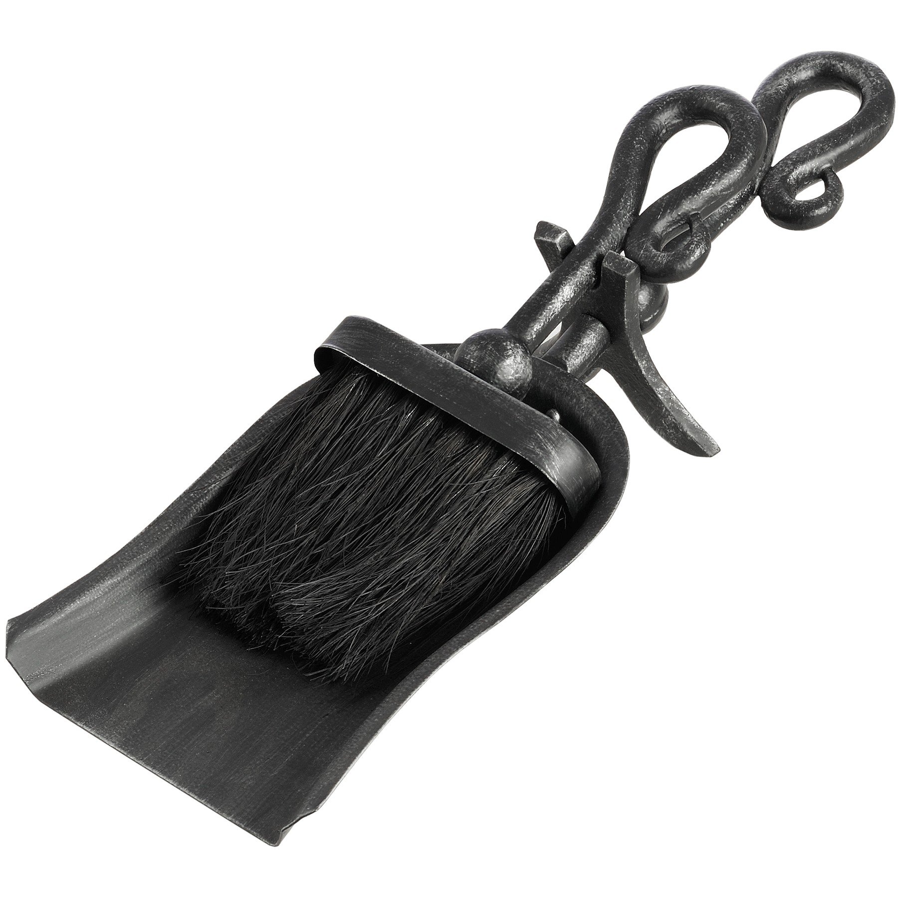 Hill 1975 Silver Brushed Steel Crook Top Hearth Tidy Set
