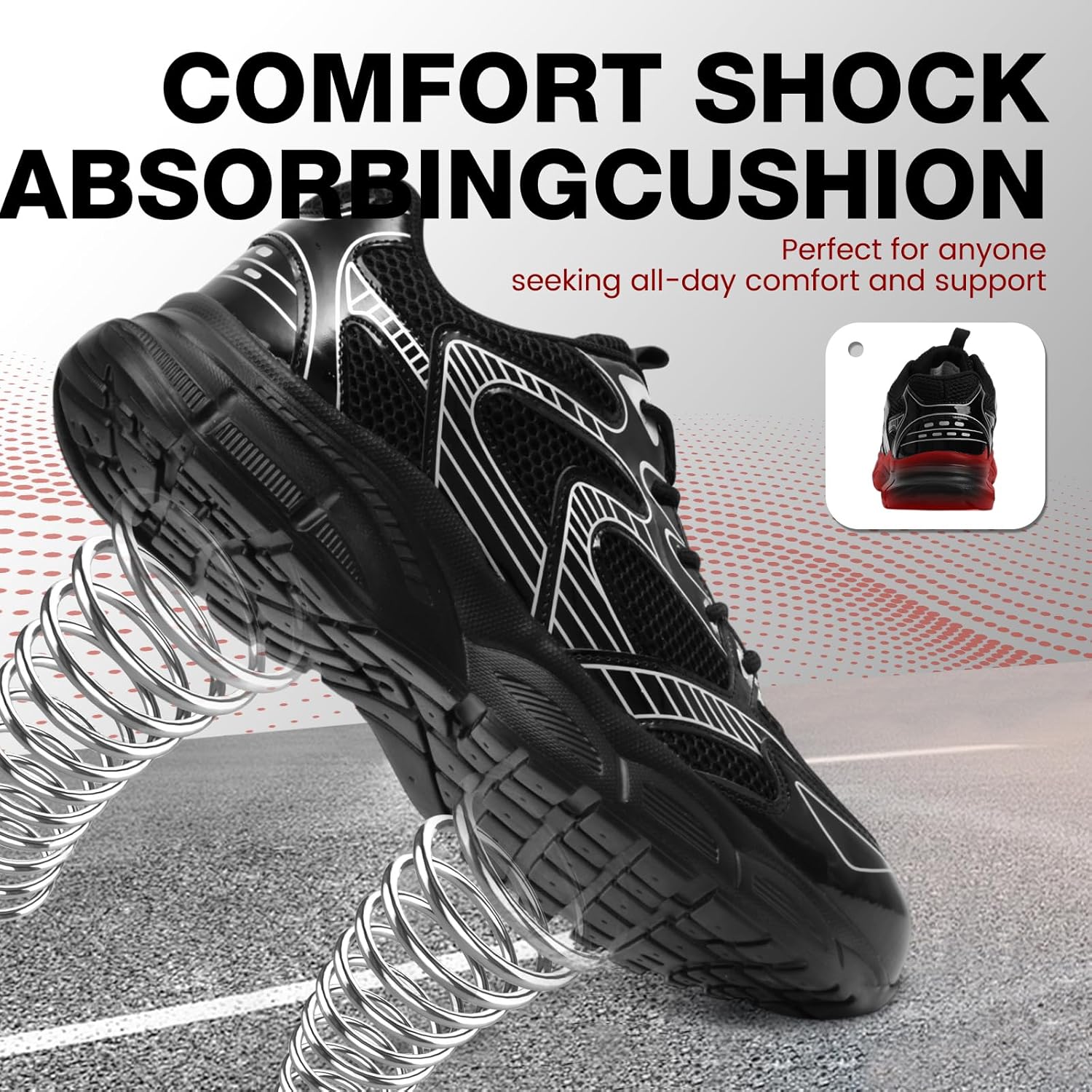 ZVC Steel Toe Shoes for Men Women, Breathable Composite Toe Sneakers Lightweight Work Safety Shoes Comfortable Non Slip Indestructible Construction Footwear - Image 6