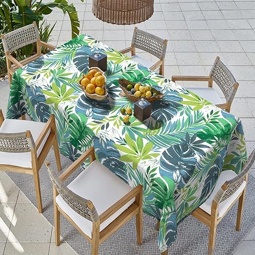 Miniatura 4 de Mantel rectangular para exteriores, 60 x 84 pulgadas, repelente al agua, para mesa de picnic con agujero para sombrilla y cremallera para patio,