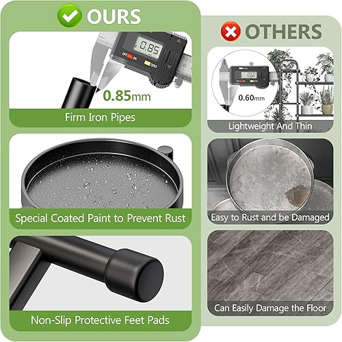 Miniatura 2 de Soporte para Plantas de Interior y Exterior con Bandeja de Metal de 6 Niveles Esquinero Portaplantas Plegable Soporte para Macetas Soporte de