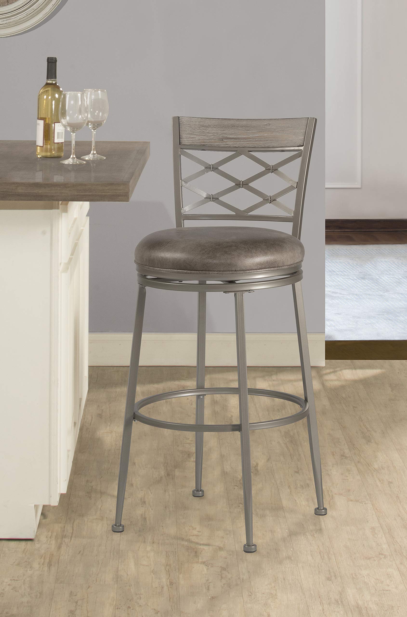 Hillsdale Hutchinson Swivel Counter Height Stool, Pewter