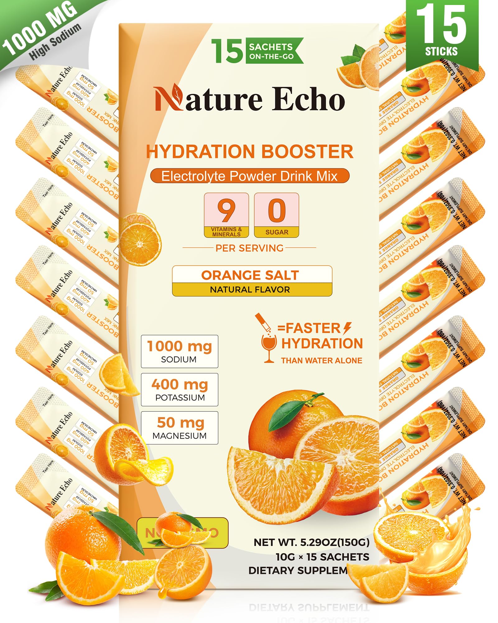 High Sodium Electrolyte Powder Packets with Zero Sugar | Great Hydration 5 Ounce (Pack of 1)