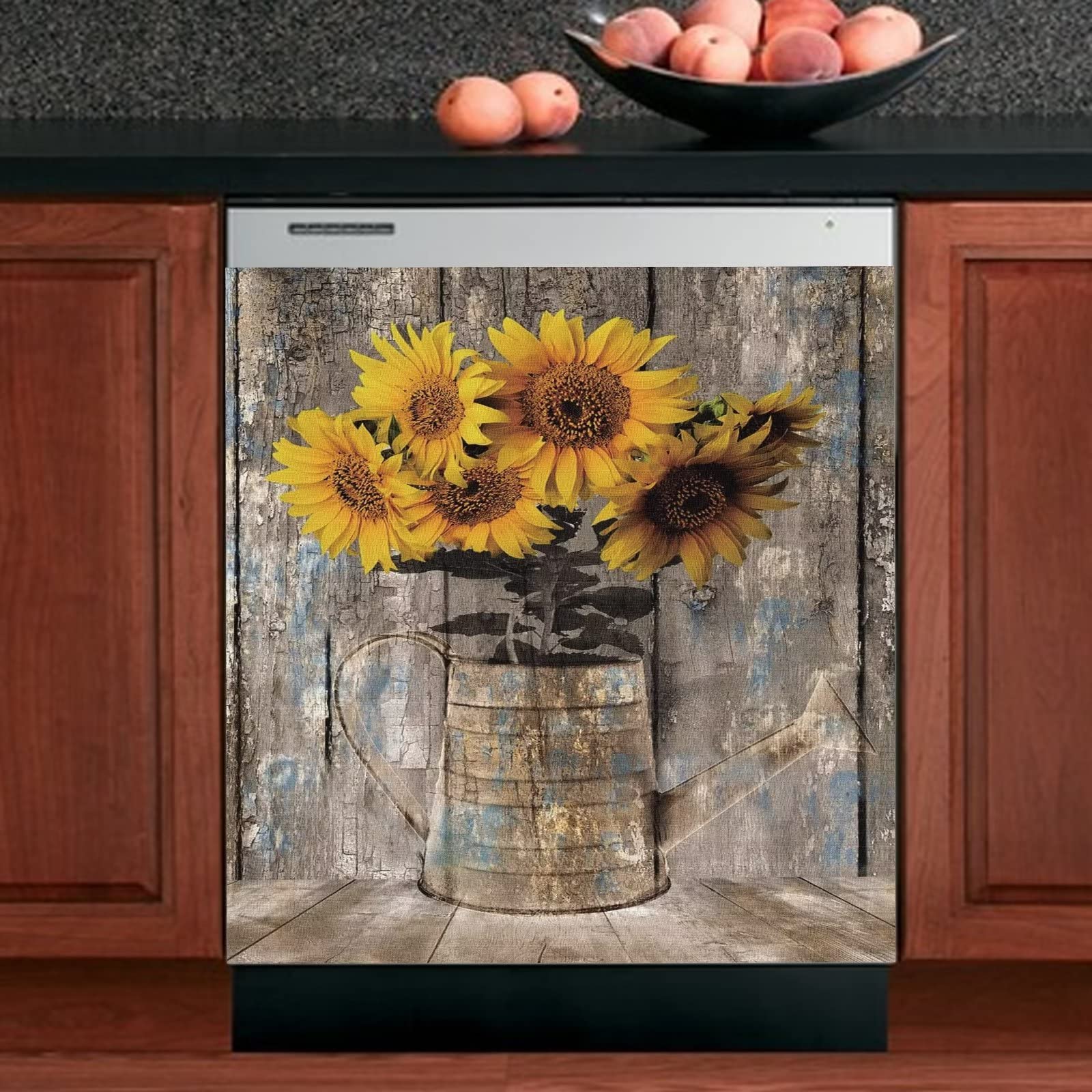Autocollant de ferme pour lave-vaisselle motif vase de tournesol