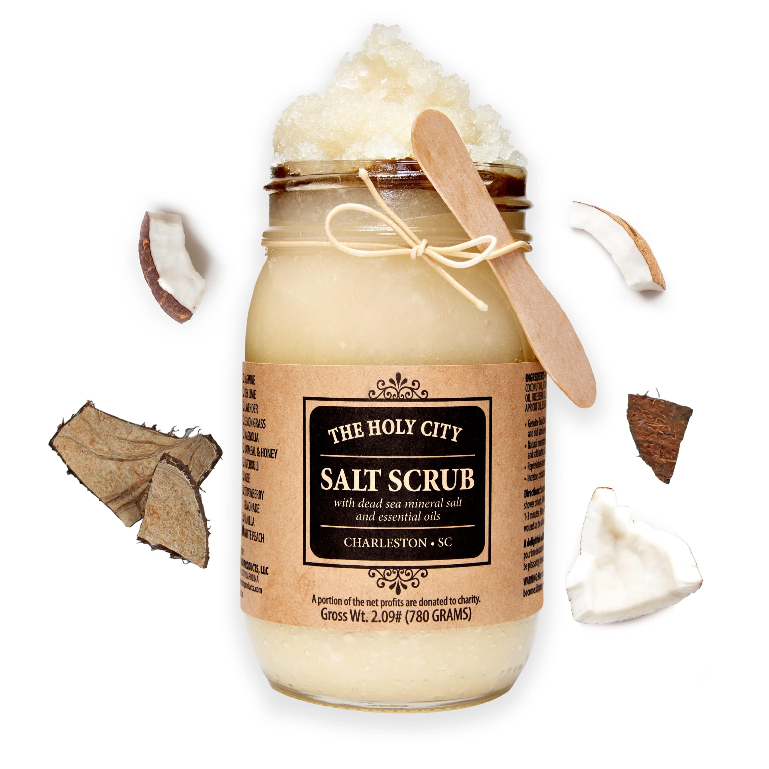 Exfoliating Body Scrub - Pure Dead Sea Salt Scrub for Hands and Body, 16 fl oz Hydrating Moisturizing Skin Care for Body Acne, Wrinkles (Coconut)