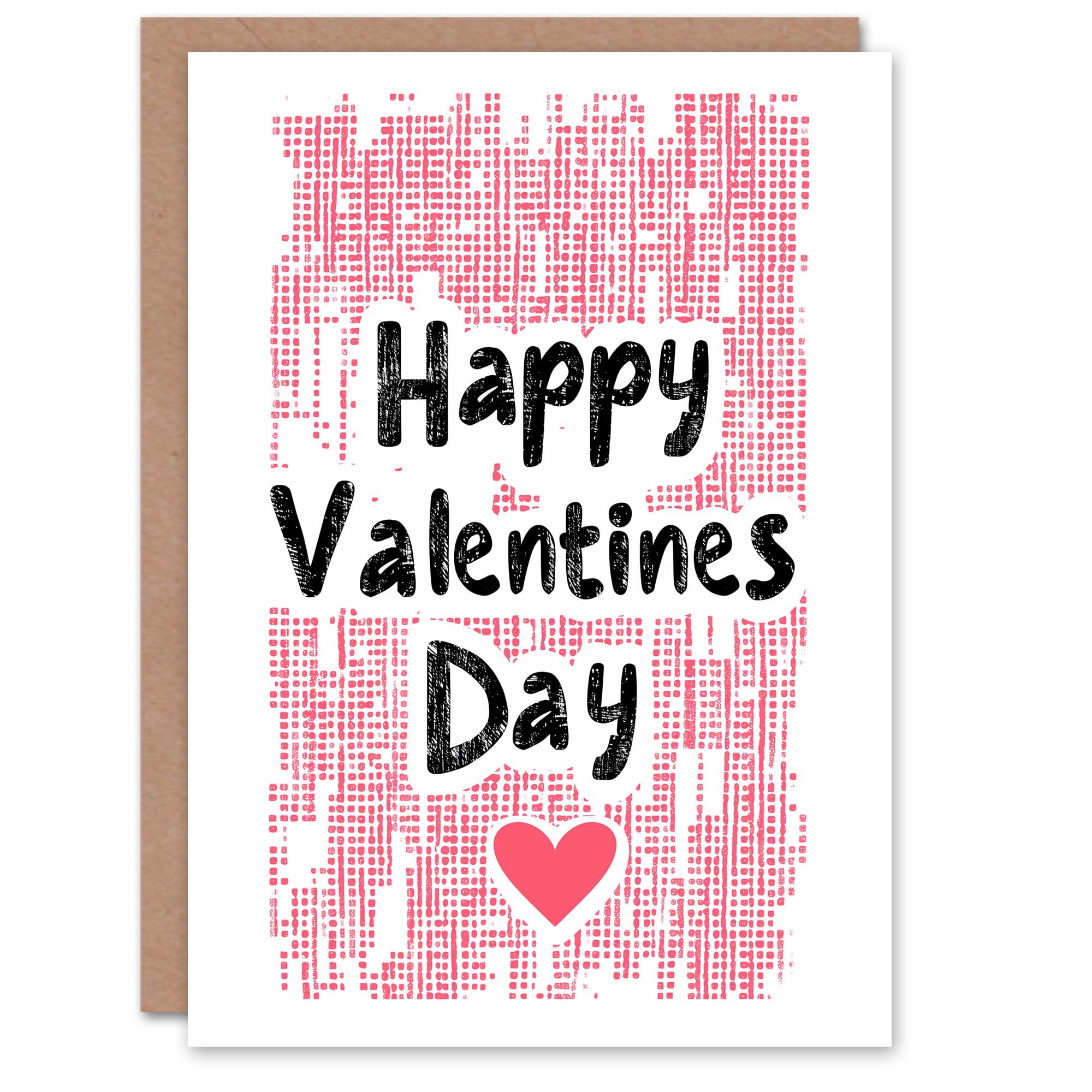 Artery8 Valentines Day Greeting Card Happy Valentines Day Matrix Letterpress Glitch Art For Him Husband Partner