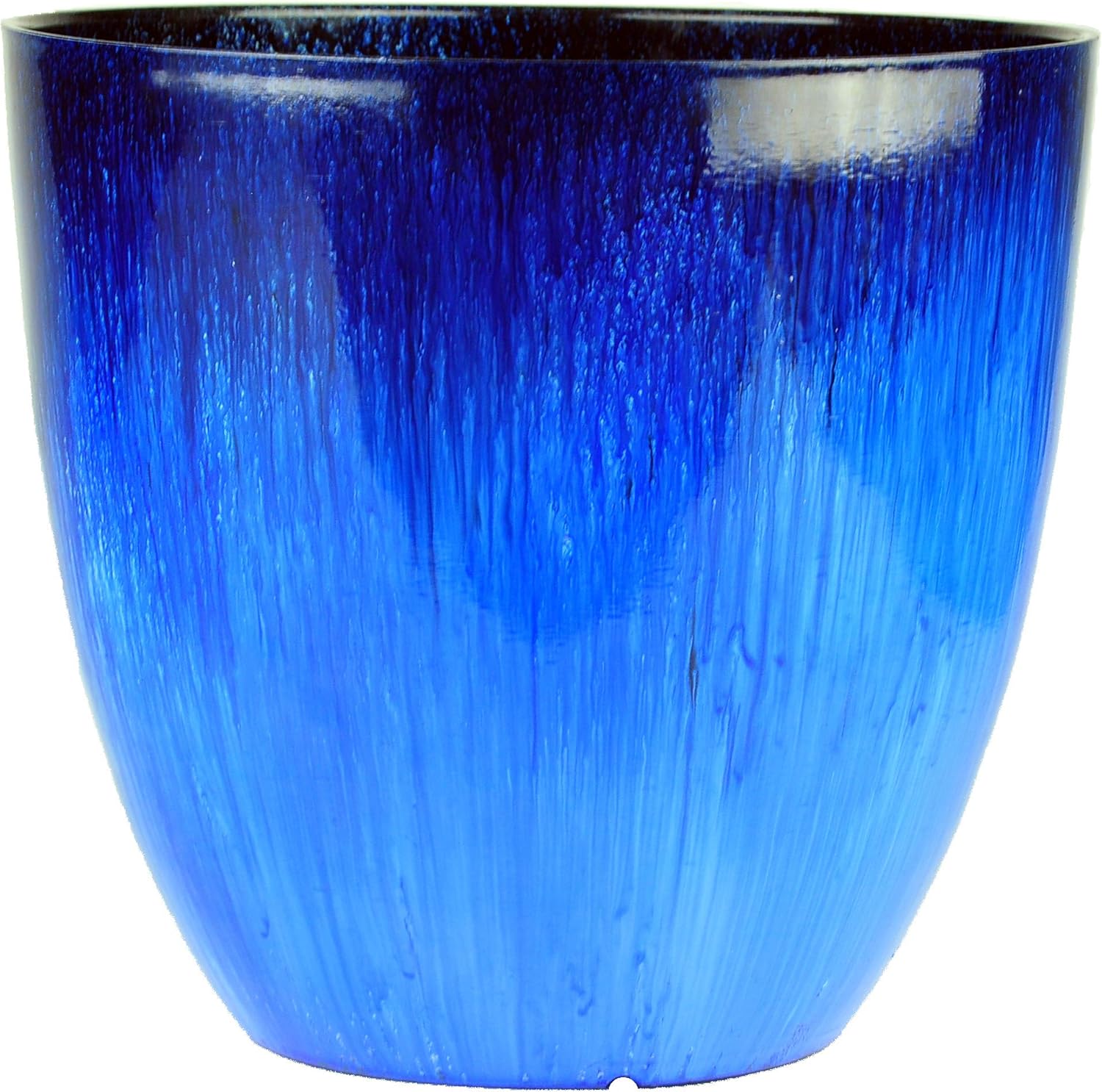 Gardener Select (EPR15-204 Large Egg Shaped Planter - Modern Indoor & Outdoor Decorative Flower Pot/Box (15 Inch, Blue Flower) : Patio, Lawn & Garden