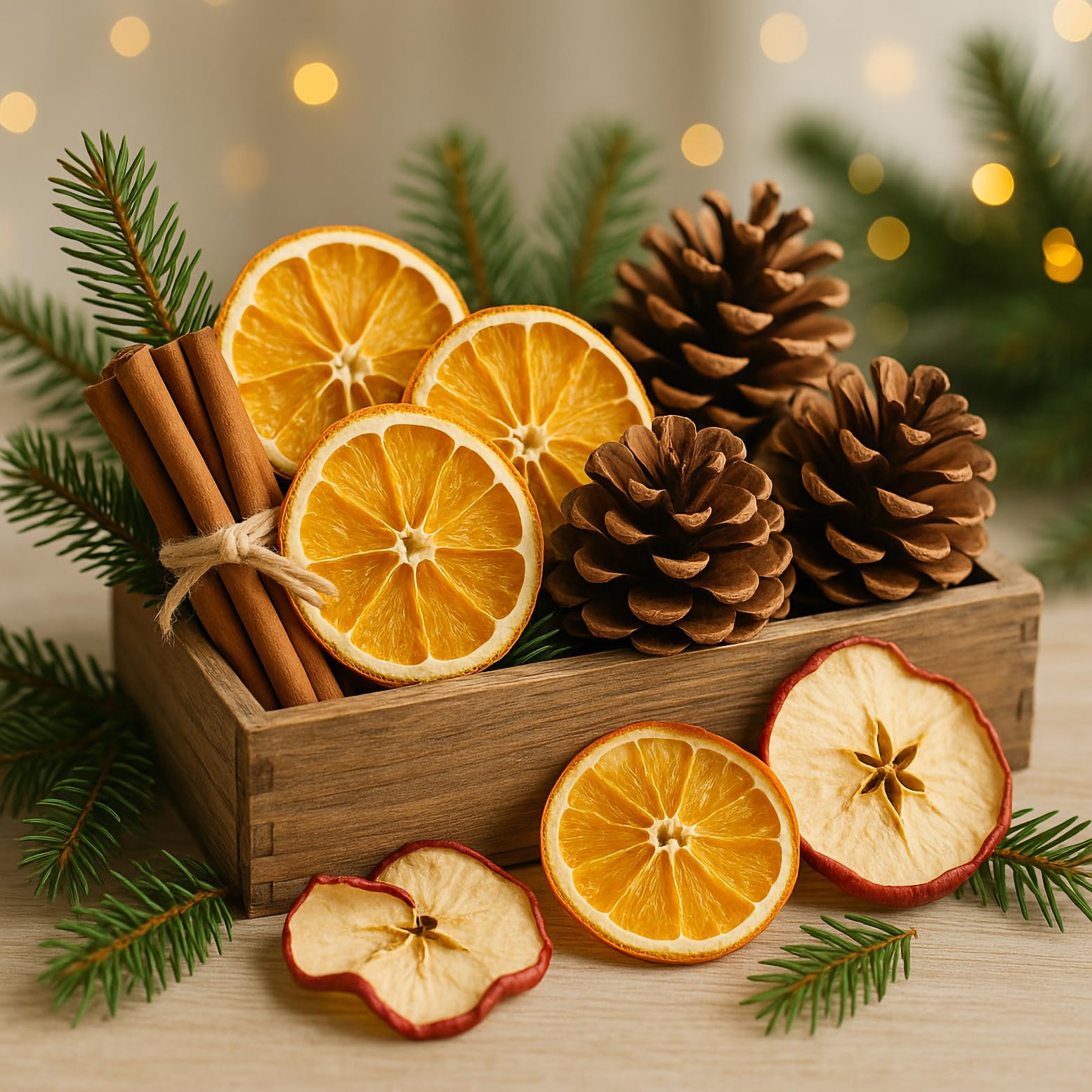 Decorazioni natalizie naturali - fette d'arancia, fette di mela, bastoncini di cannella - Corona d'Avvento Corona di Natale Composizione d'Avvento potpourri