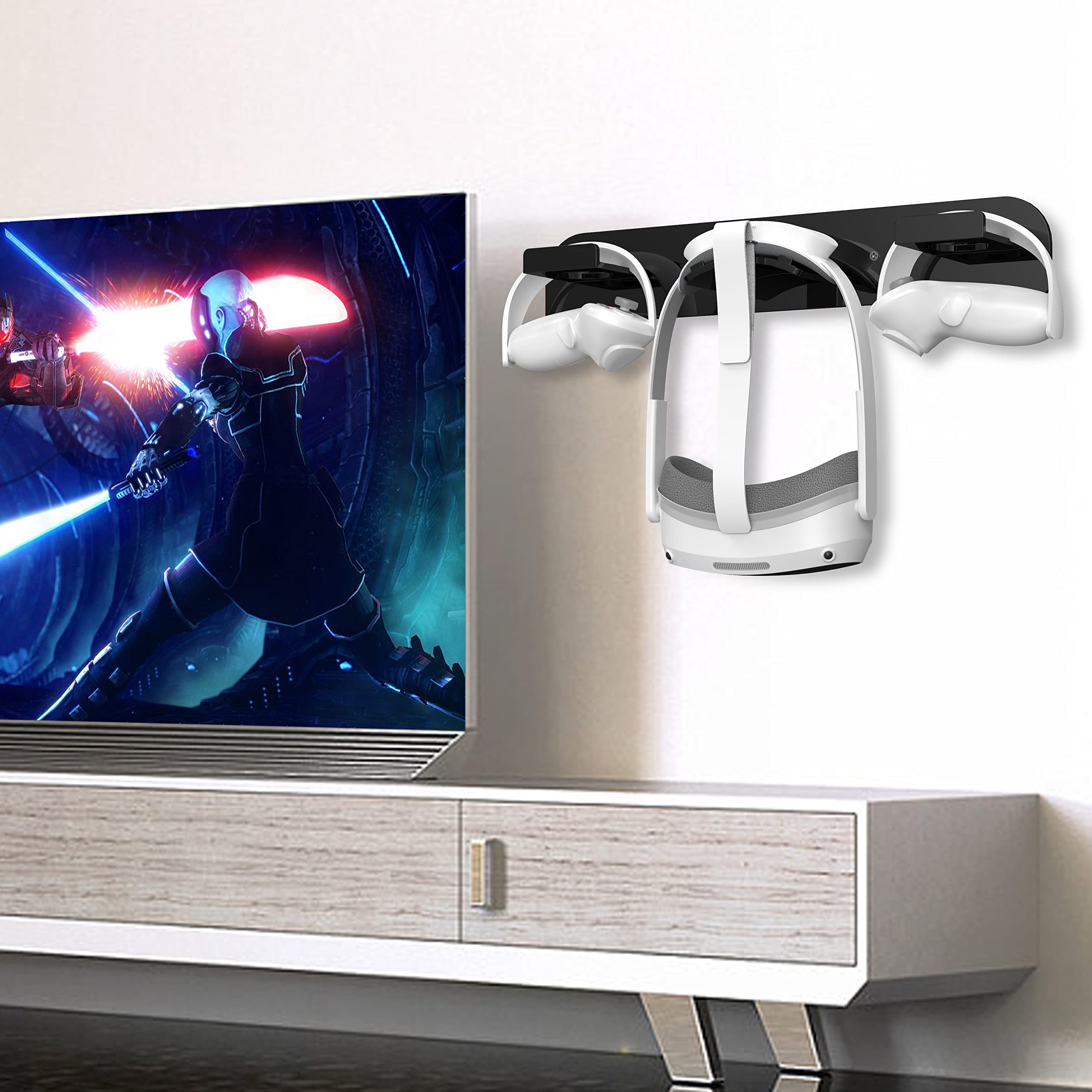 VR Stander para Meta Quest Pro / Pico 4 / Oculus Quest 2 vasos de almacenamiento de pared soporte de pared auriculares VR Gamepad Controller Travel(negro) V01