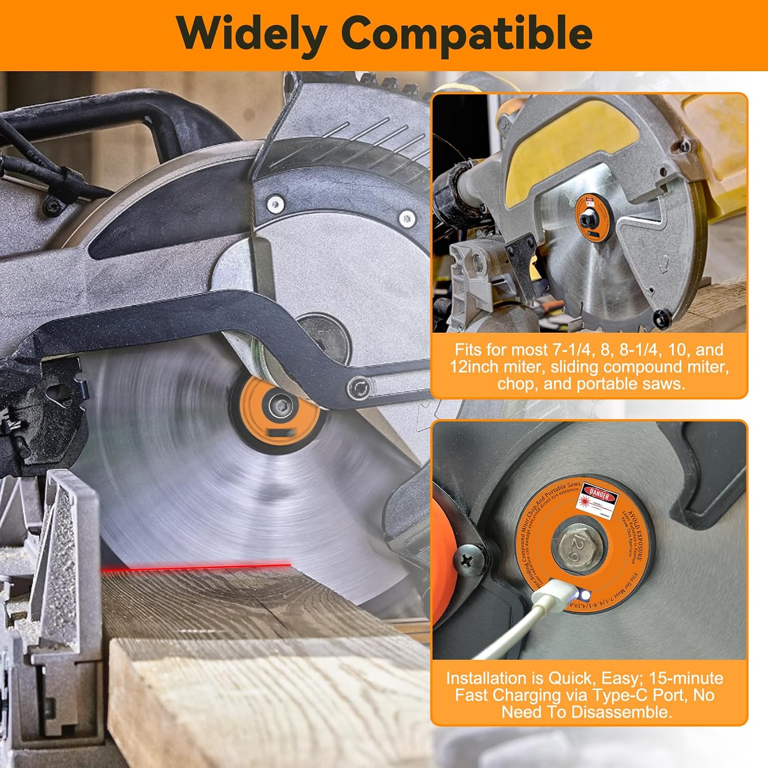 Rechargeable Miter Saw Laser Guide, Type-C Port Rechargeable Laser Guide, Miter and Portable Saw Laser Guide, Miter & Portable Saws Black