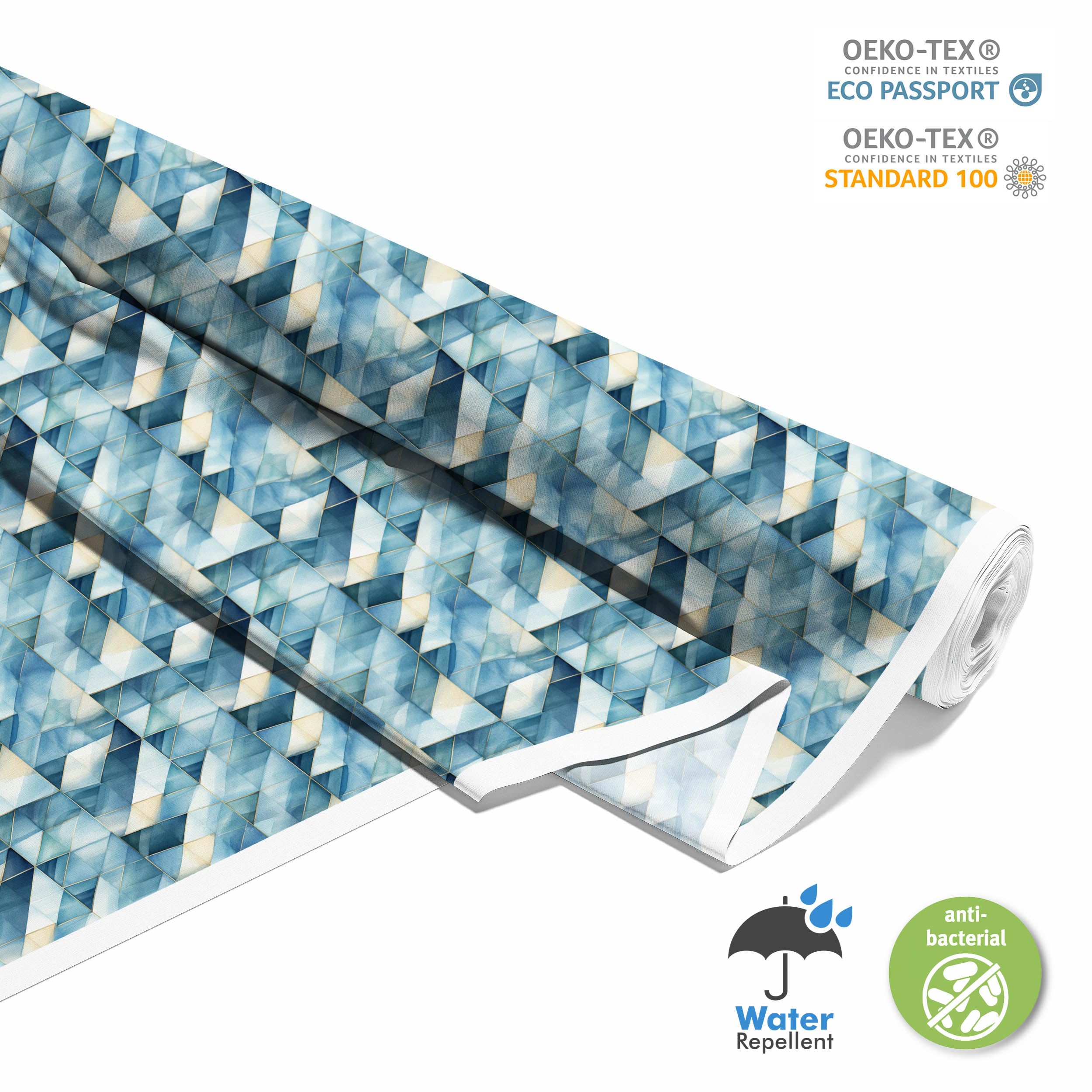 HEKO PANELS Stoff Oxford Wasserdichte Meterware Canvas-Stoff Polyester Nähstoff Dekostoffe Handwerken Wasserabweisend Blickdicht Geometrisches Muster Aquarell Wasserfarbe 5 Meter 155 x 500 cm DX2081