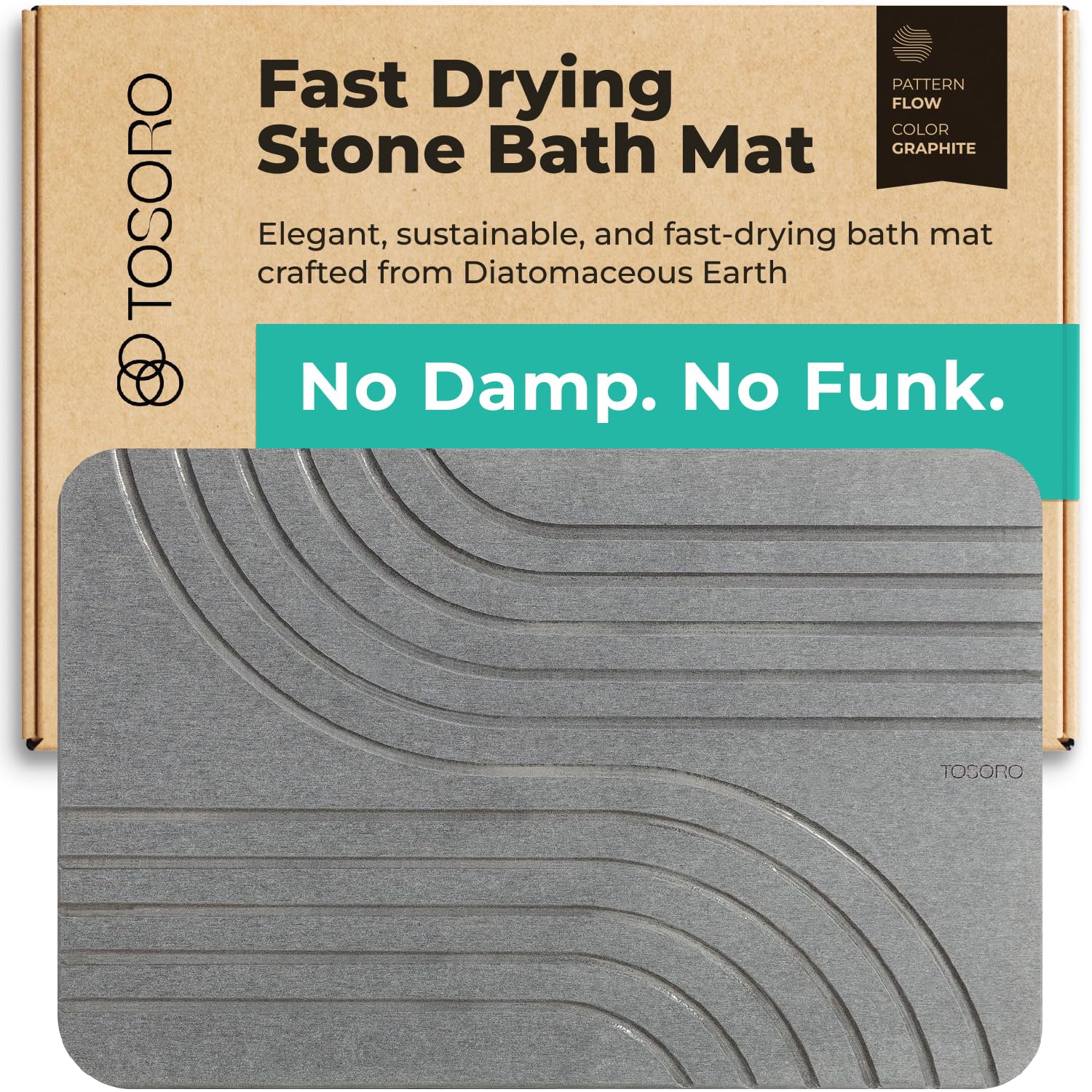 TOSORO - Stone Bath Mat Diatomaceous Earth Shower Mat - bathroom accessories | Mubboo