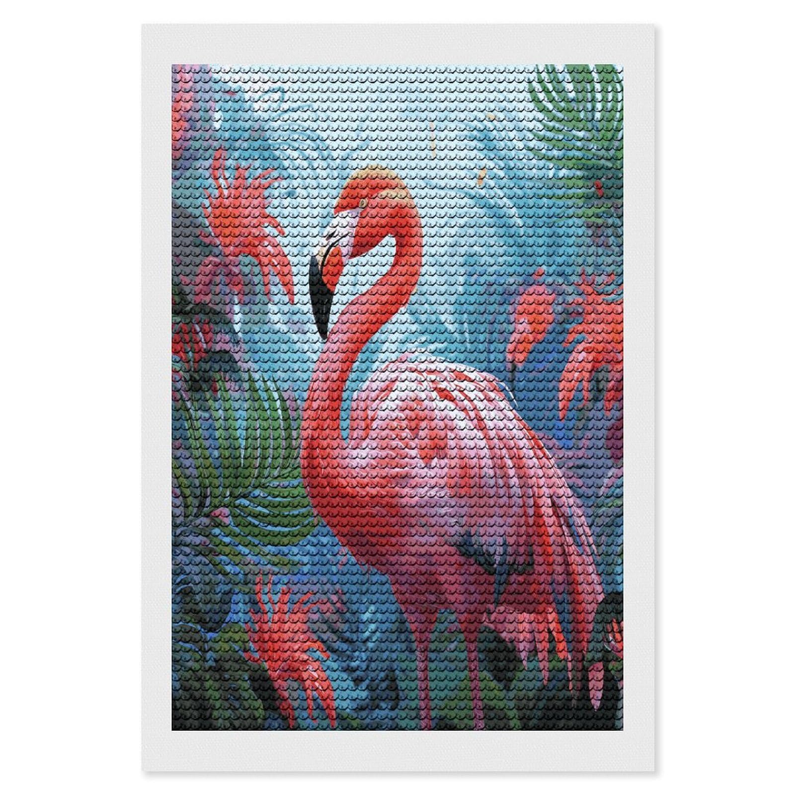 FekiLoot Painted Flamingo Diamond Art Kits for Adults Diamond Painting Kits for Beginners DIY Diamond Art Kits Round Full Drill Diamond Dot Gem Painting for Home Wall Decor Gift 8"x12"