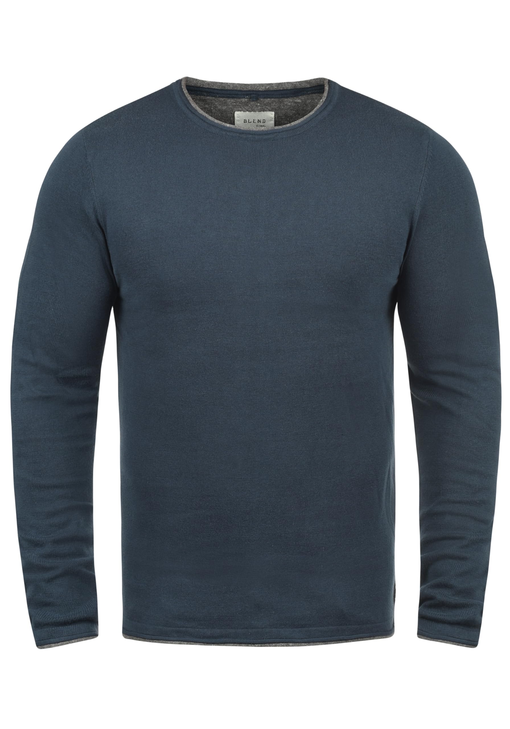 BLEND Odin Men's Jumper Knit Pullover with Crew Neck Made of 100% Cotton, Size:M, Colour:Mood Indigo (74648)