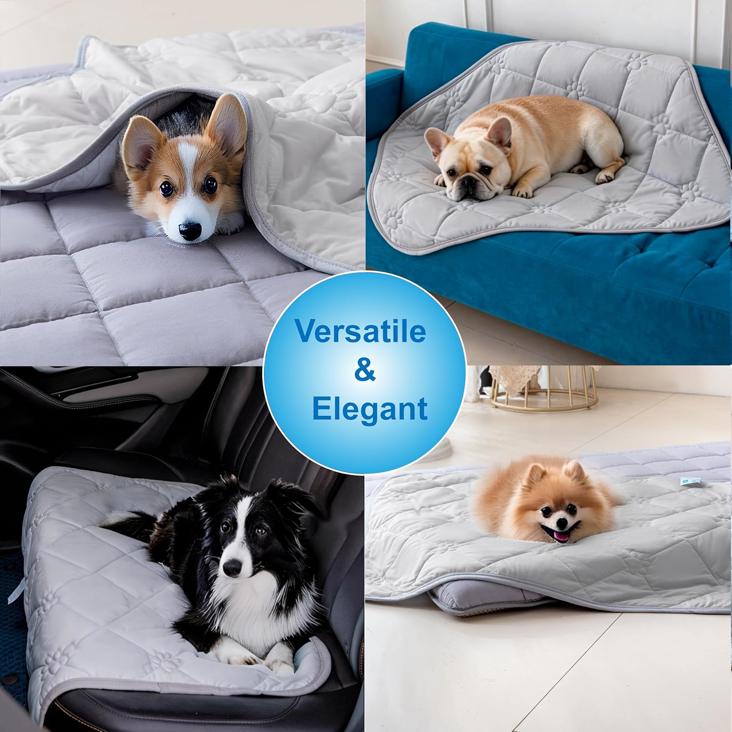 Pet Cooling Mat for Dogs Cats Summer Self Cooling Pad,Extra Large Dog Cooling Mat, Q-Max>0.4,Cooling Fabric Washable Breathable Blanket for Crate Kennel（XL, Gray）