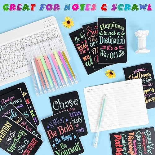 Miniatura 5 de 24 cuadernos inspiradores a granel con 24 bolígrafos coloridos, juego de bloc de notas de bolsillo pequeño, regalos motivacionales a granel para