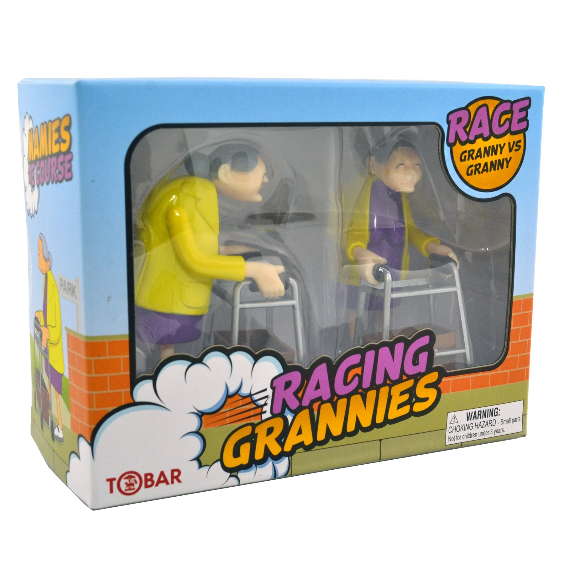 Tobar Corsa Di Nonnine Meccaniche - 2 Statuette Con Deambulatore - Giocattolo Divertente - Colore Giallo