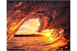 Heart Shaped Wave Sunset Wall Art Print