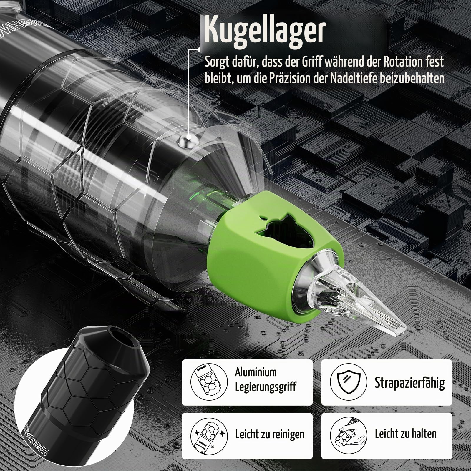 Wormhole Tattoo Maschine Set – Kabelloses Tattoo Set mit Tattoo Maschine, Jump-Start & Dotwork Modus, 1500mAh Akku, 20 Tattoo Nadeln, 10 Tattoo Farben – Komplett Tattoo Stifte Set für Anfänger