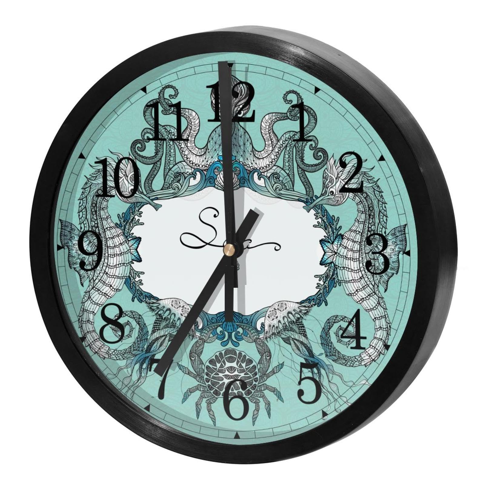 Horloge murale silencieuse vie marine gribouillée pour éveiller l'imaginaire des enfants
