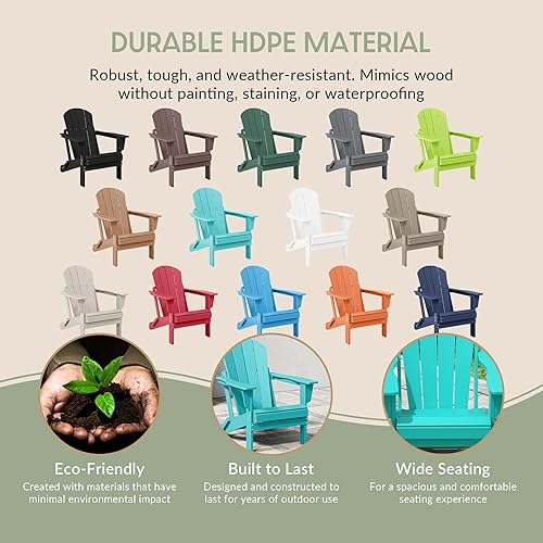 Miniatura 6 de WestinTrends Malibu HDPE - Silla plegable de polietileno Adirondack para patio al aire libre, color turquesa