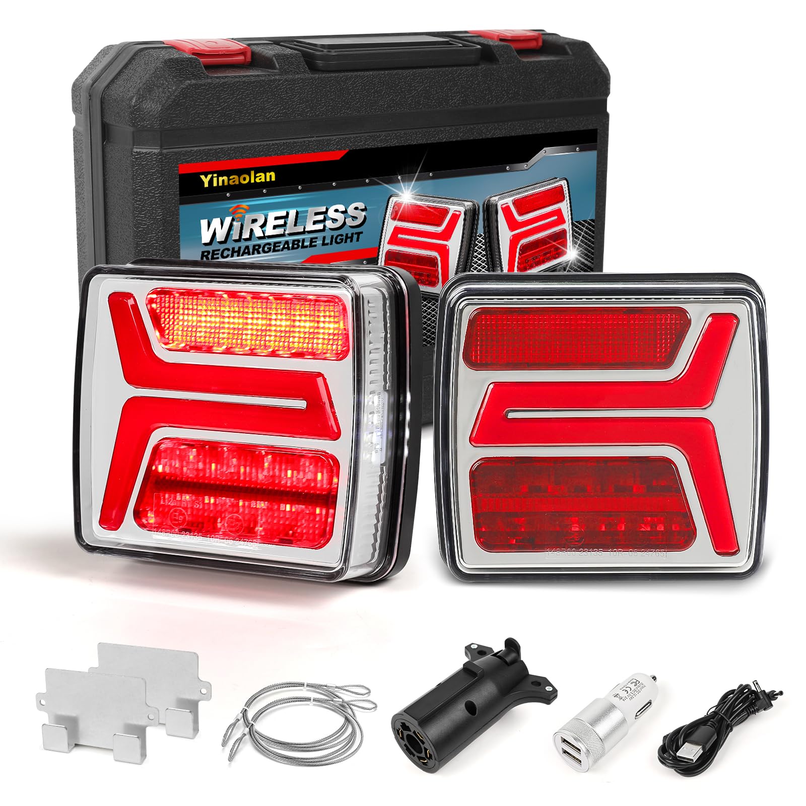 Wireless Trailer Lights Kit, 58 LED Magnetic Tow Lights with Stop Turn Tail Running Functions, Rechargeable &amp; IP67 Waterproof for RV, Boat, Truck, Camper (10-30V)