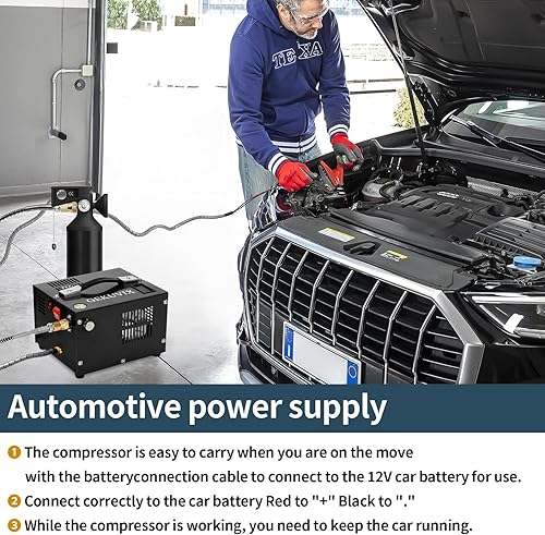 Miniatura 6 de Compresor de aire PCP 4500Psi30Mpa Rifle de bomba de aire PCP sin aguaaceite, compresor de pistola de aire PCP automotriz de 12 V CC 110 V CA con