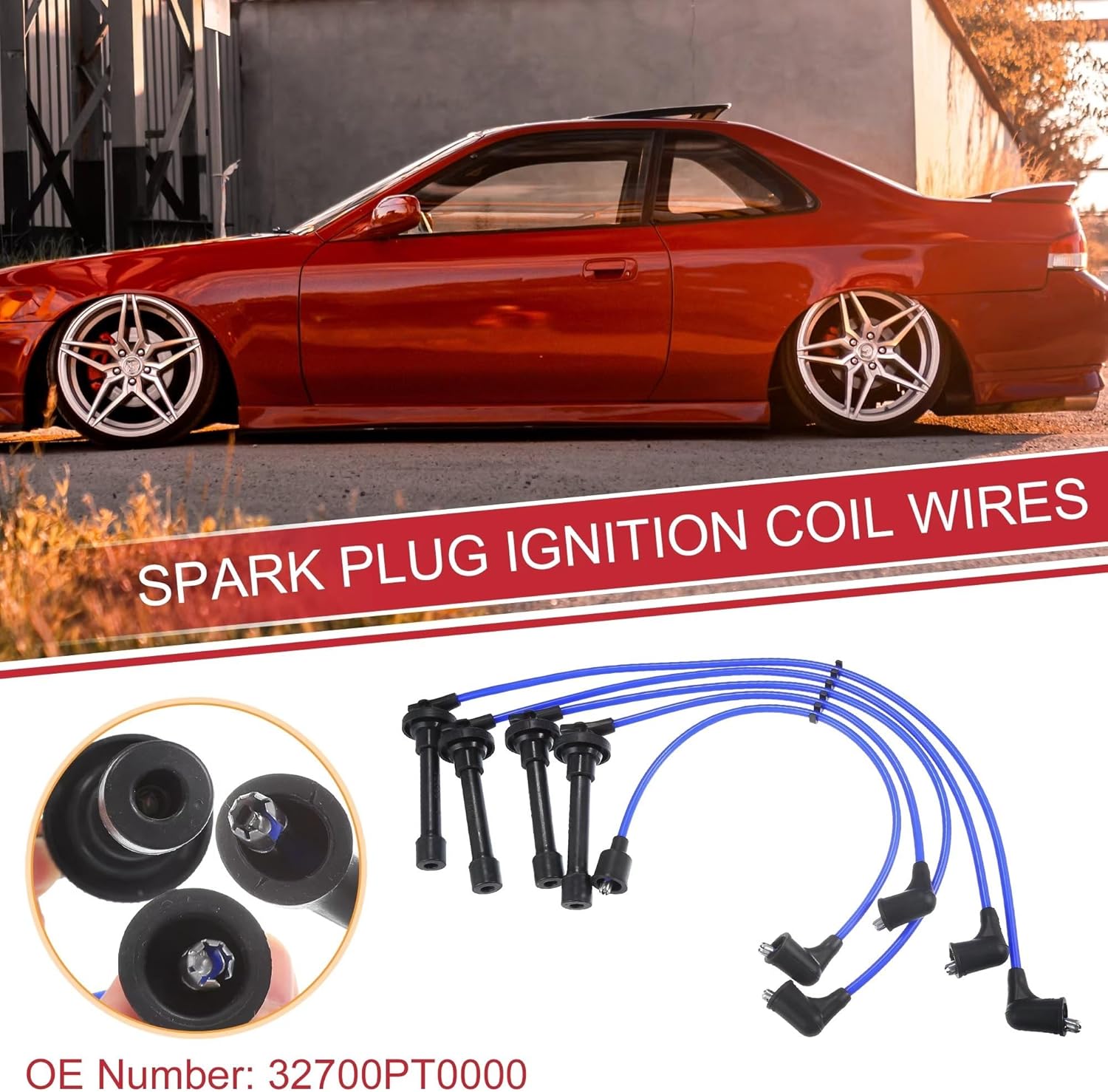 Ignition Cables Compatible with Accord 1990 1991 1992 1993 1994 32700PT0000 Spark Plug Wire Ignition Coil Cable