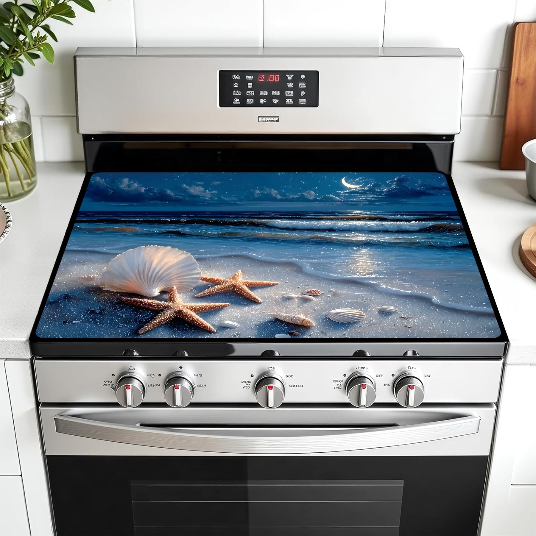 Multi-Design Stove Top Cover for Glass/Electric Stoves - 3-in-1 Heat-Resistant Protector Mat, Non-Slip Drying Rack 28"x20"