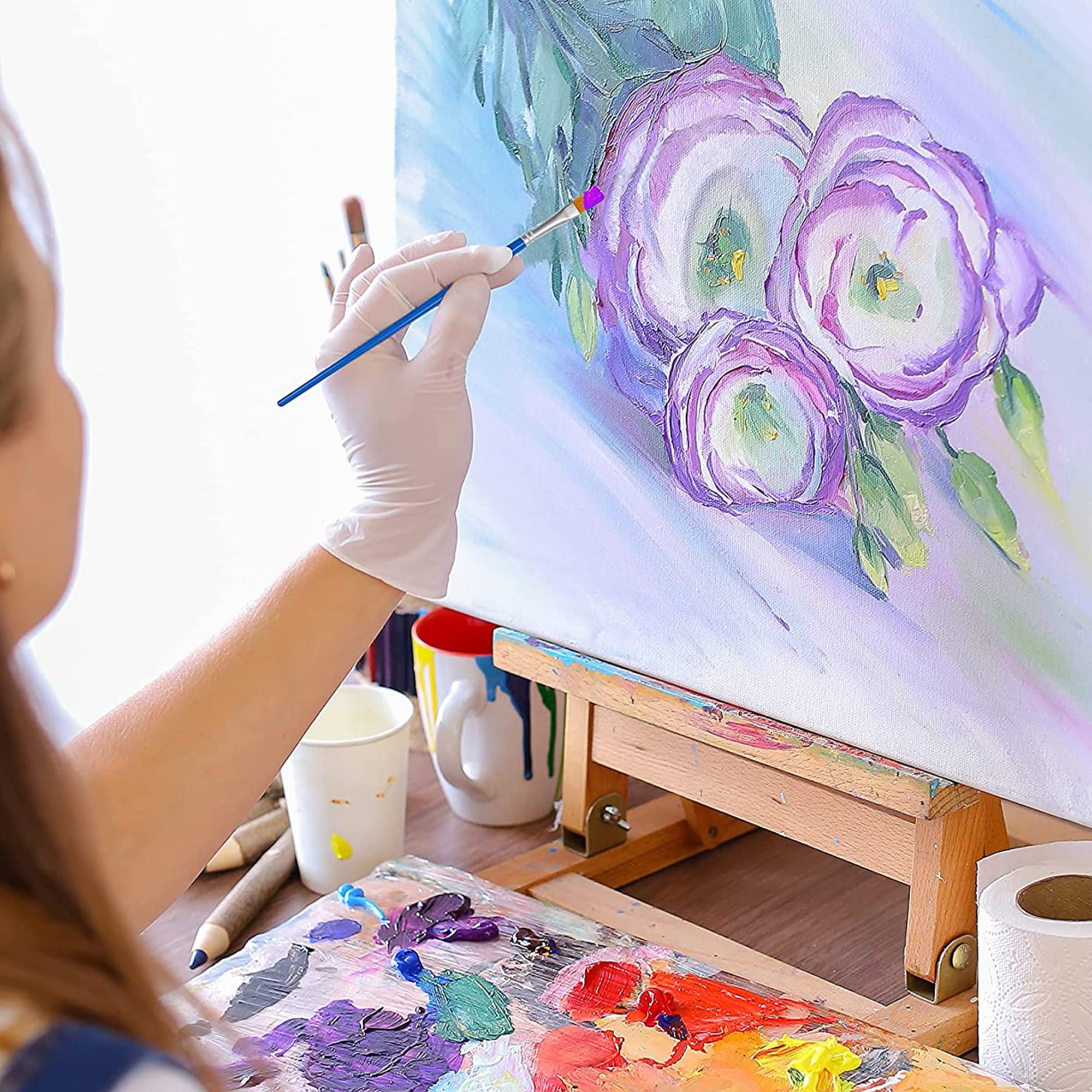 Pinceaux Pour Acrylique Lot De 12 Pinceaux Professionnels En Nylon Avec Manche En Bois Pour Aquarelle, Acrylique, Peinture U00e0 L'huile, Manche En Bouleau Durable, Pour Pinceaux De Nettoyage