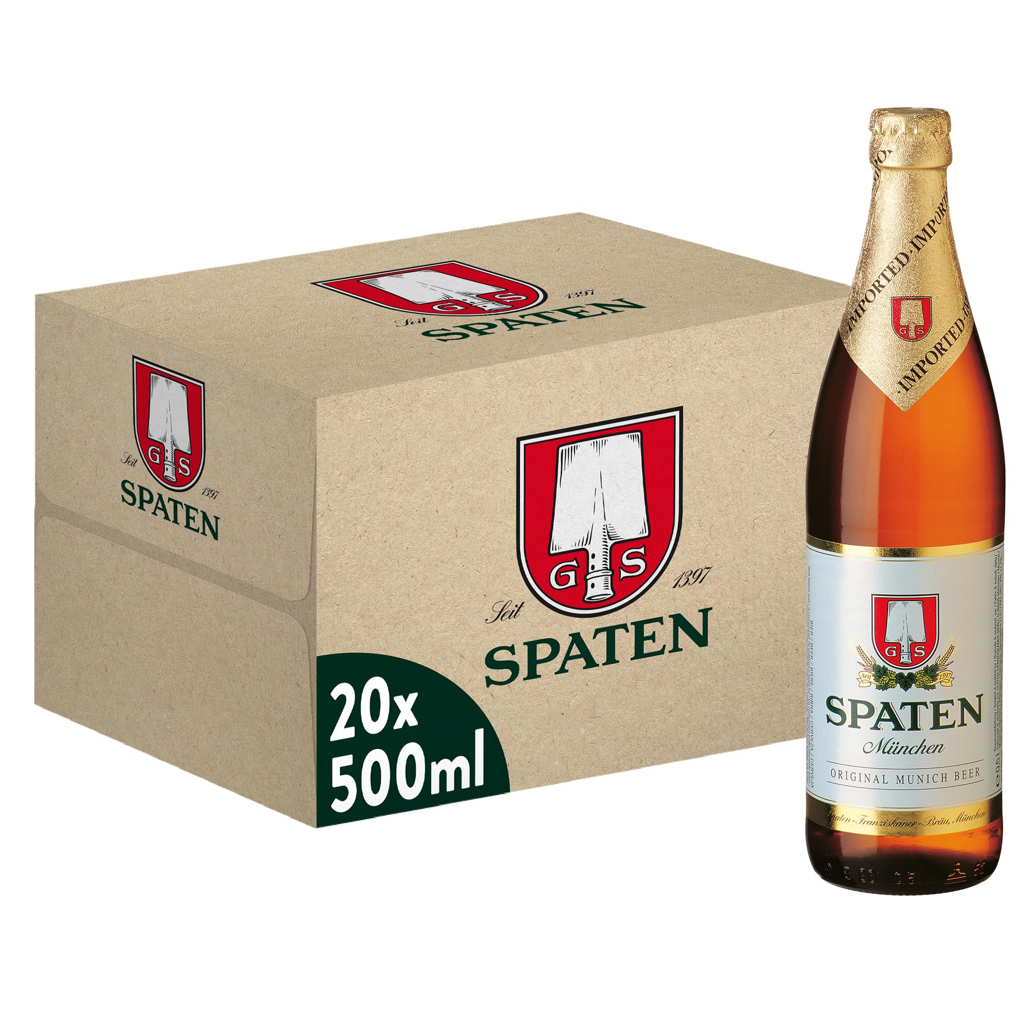 Spaten Lager, Munchner Hell - 5.2% - German Lager - (20 x 500ml) - Packaging May Vary