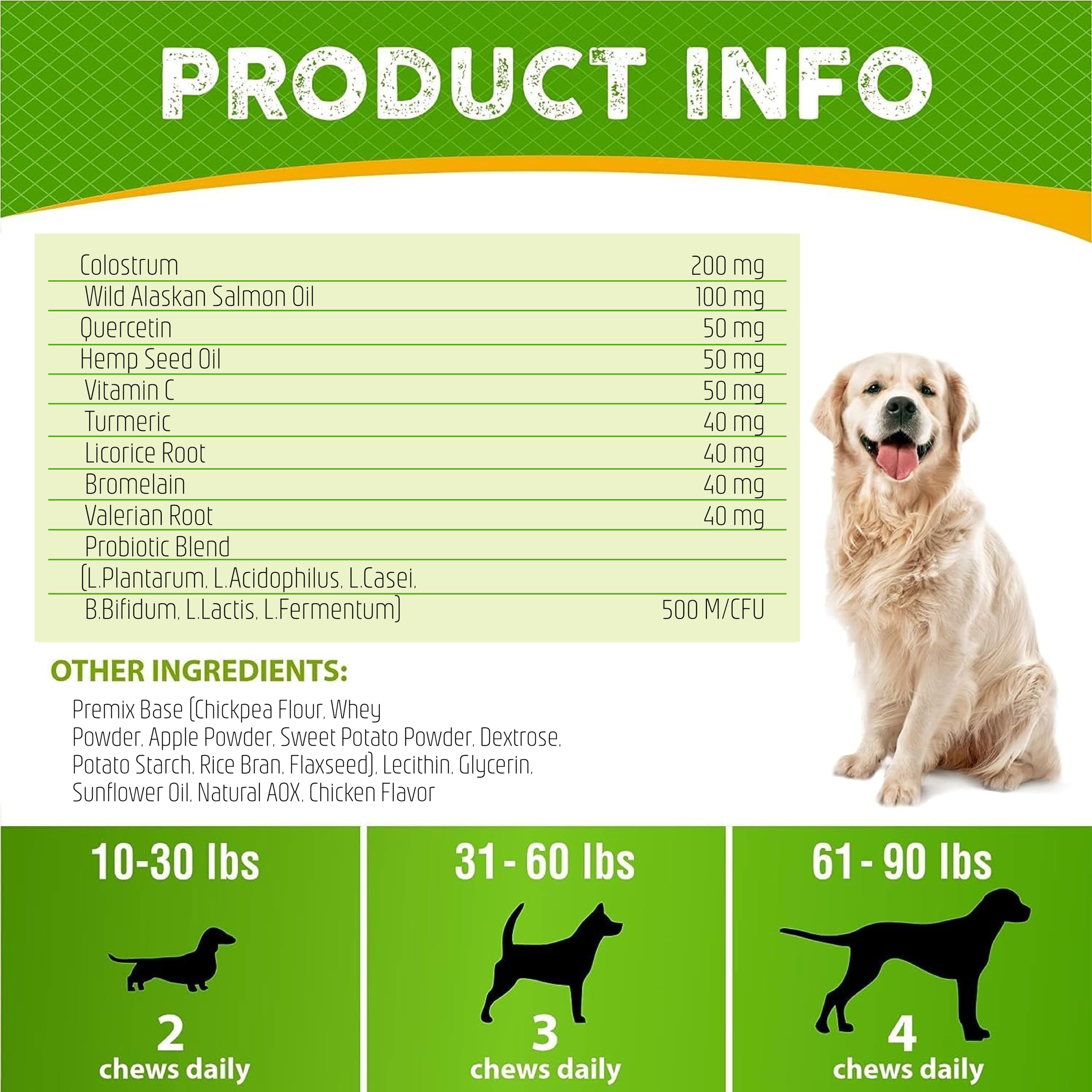 Mastica per alleviare le allergie del cane, sollievo dal prurito del cane, olio di pesce Omega 3 + probiotici, prurito della pelle, allergie stagionali, supporto anti prurito e punti caldi,