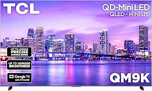 TCL 98 Inch Class QM9K Series | Mini LED QLED 4K | 98QM9K, Latest Model | 144HZ Peak Brightness & Contrast Dolby Vision | Up to LD6K Precise Dimming | AI Smart Google TV | Dolby Atmos Bang & Olufsen