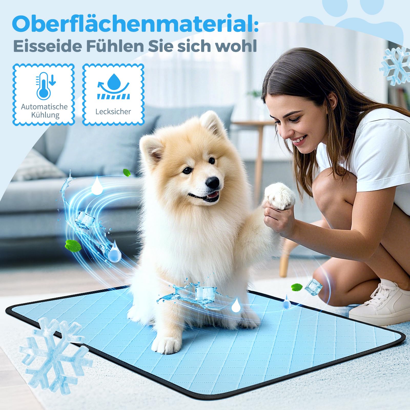 Kühlmatte für Hunde, Kühlmatte für Katzen Hundekühlmatte Selbstkühlend, Waschbar Kühldecke für Hunde Kühlmatte Sommer, rutschfeste Katzen Kühlmatte Bett Kühlkissen Hund