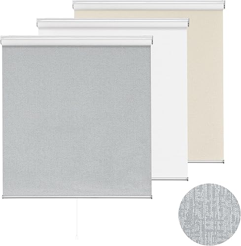 Miniatura 2 de ChrisDowa Persiana enrollable 100% opaca sin cordón, con jacquard a rayas, aislamiento térmico, tela de protección UV, persianas opacas totales para