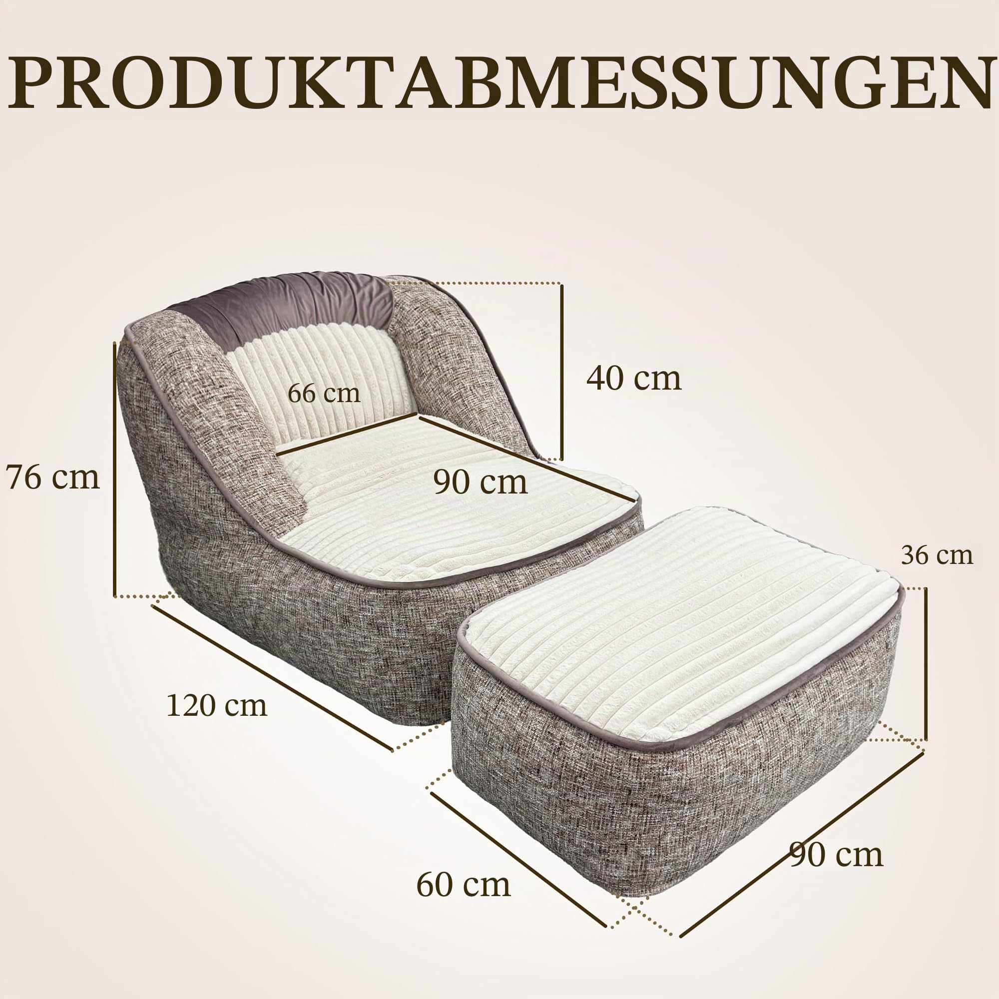 Lounge Relaxsessel Sofa, Bequeme Gepolsterte Couch mit Fußstütze, Modernes Großes Plüsch-Chaiselongue für Innenräume, Perfekter Lesesessel für Wohnzimmer, Schlafzimmer und Wohnung