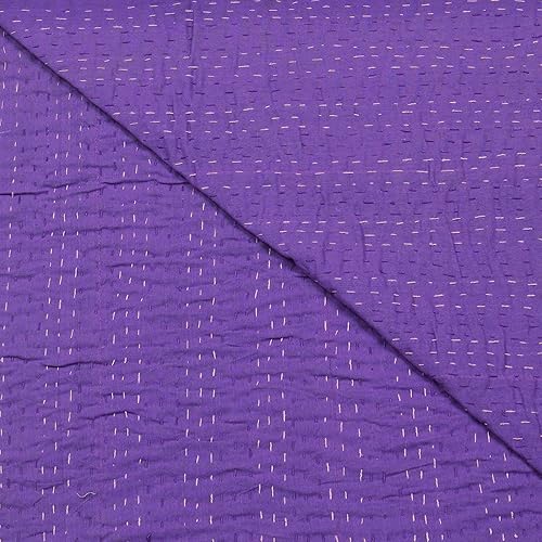 Miniatura 4 de Marubhumi Edredón tradicional indio de algodón puro, estampado de cachemira, colcha Kantha multicolor (multicolor-22, Queen (90 x 108 pulgadas)