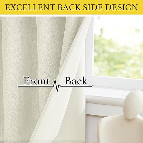 Miniatura 8 de NICETOWN 2 paneles de cortinas opacas de lino de 50 x 144 pulgadas de largo con 2 paneles de 34 x 30 pulgadas de largo, cenefas opacas de lino con