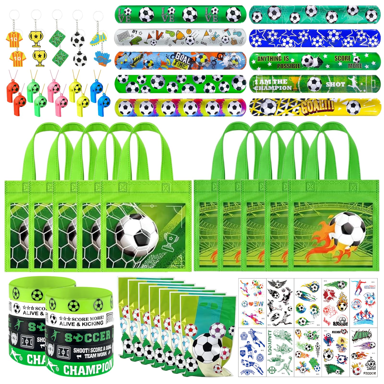 62-teiliges Fußball-Party-Mitgebsel-Set – Mit Stiften, Armbändern, Trillerpfeifen & Mehr Für Kindergeburtstag