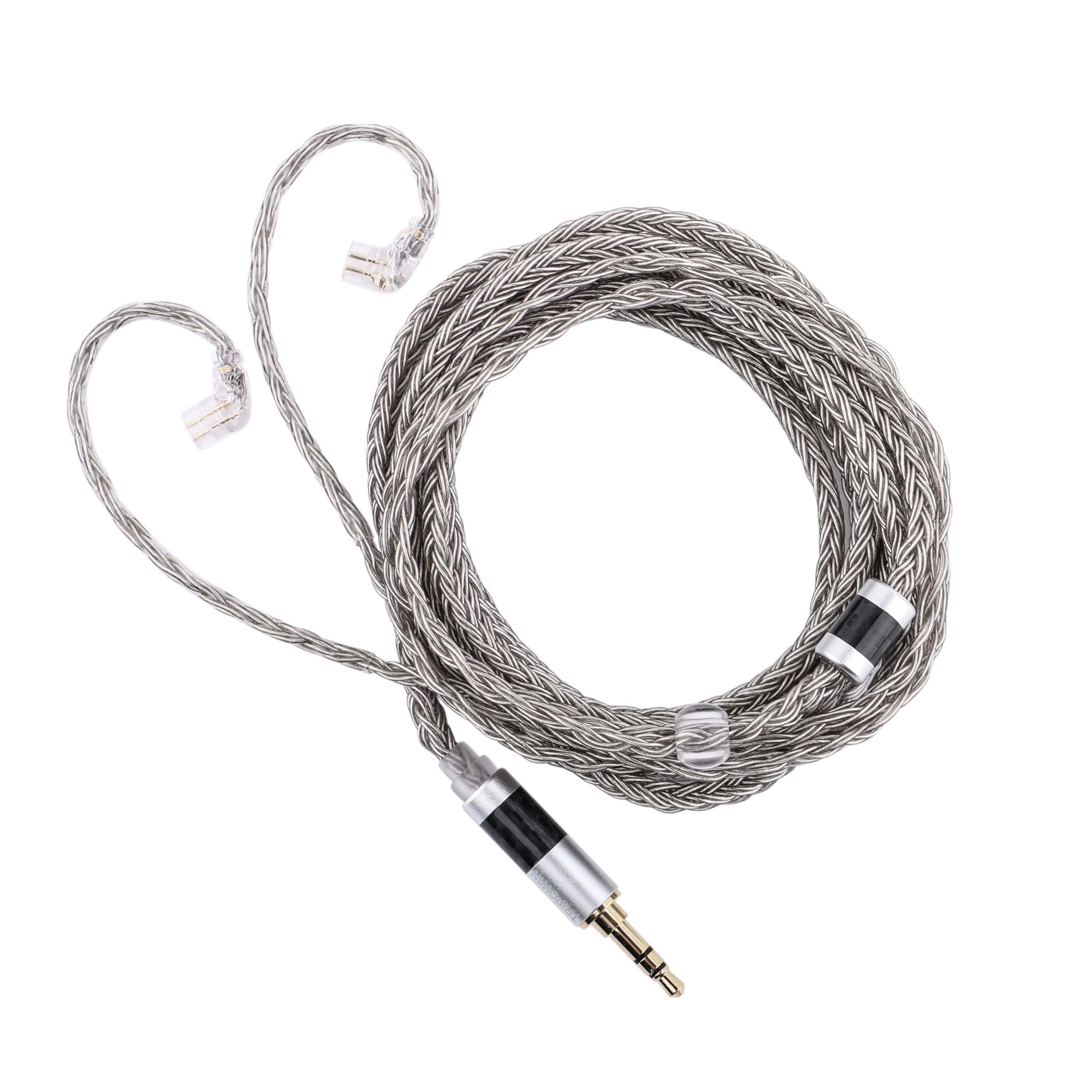 Tripowin Zonie - Cable de monitor intraural de 2 m, cable largo IEM para auriculares, chapado en plata de 16 núcleos, cable de actualización para auriculares con cable HiFi, cable de