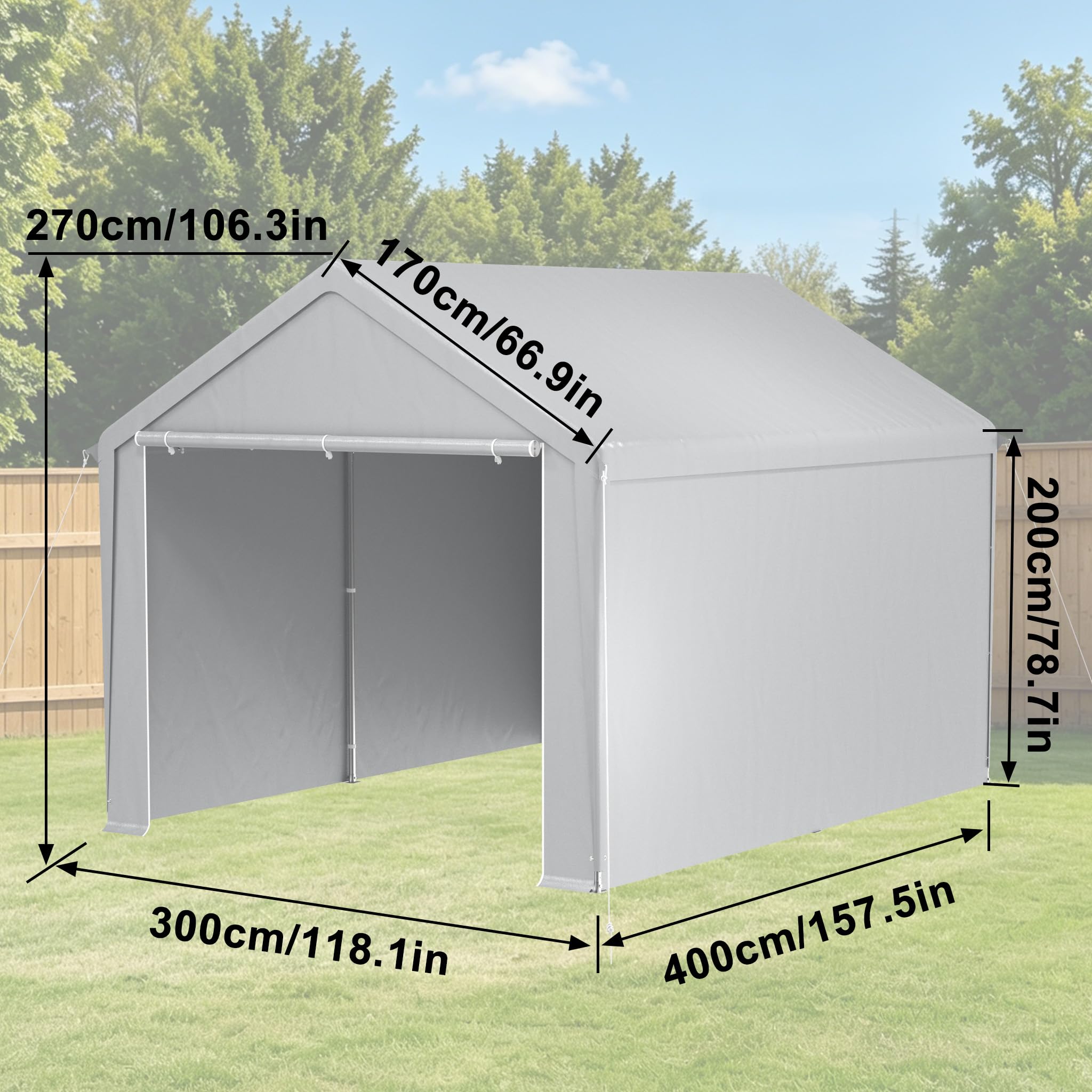 Tenda da campeggio per garage 3 m x 4 m impermeabile UV